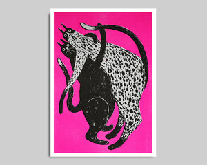 Schneeberg.Land | Risoprint | Katzen neonpink